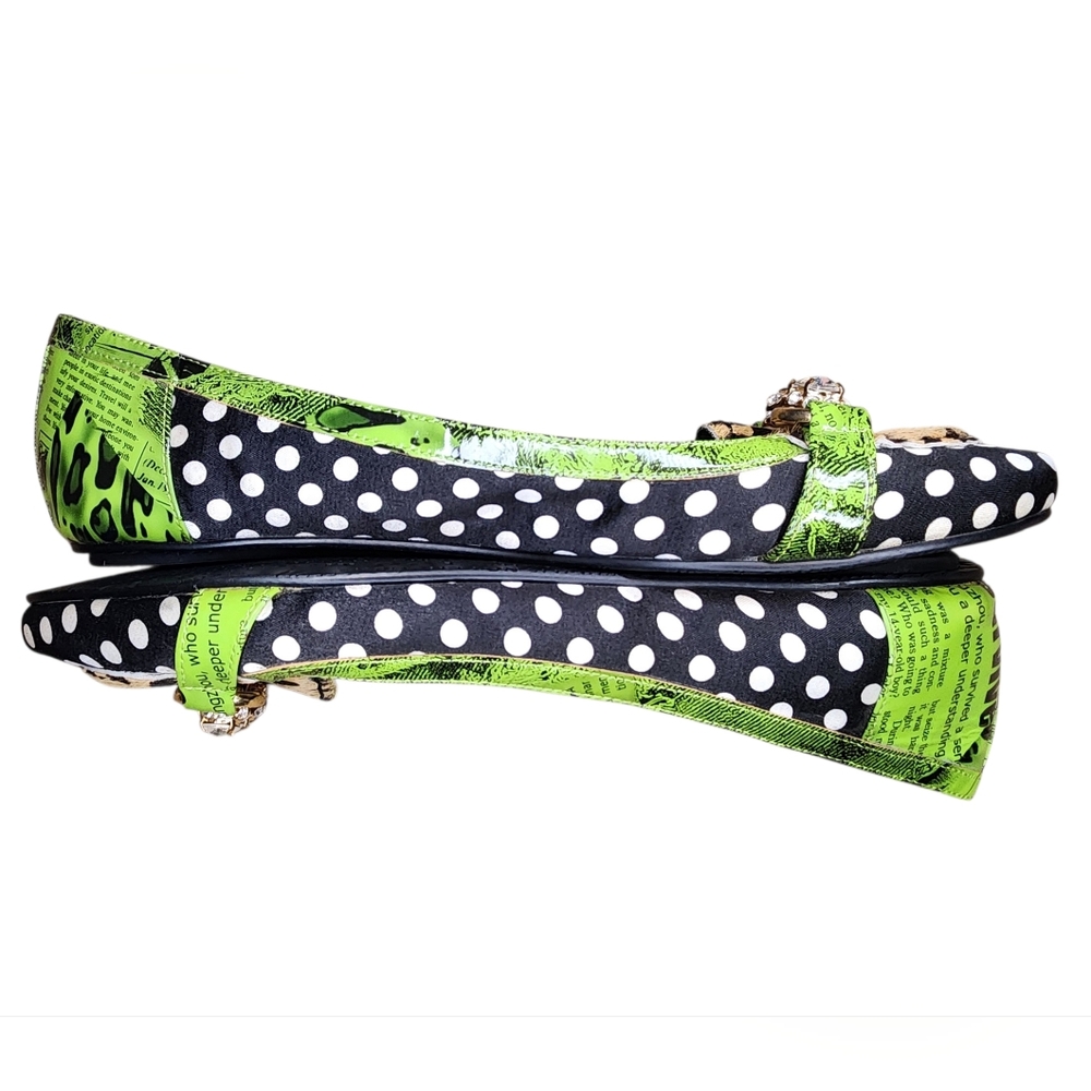 Beverly Feldman/Russell & Bromley Mixed Media Flats - Polka Dot & Leopard - 9.5